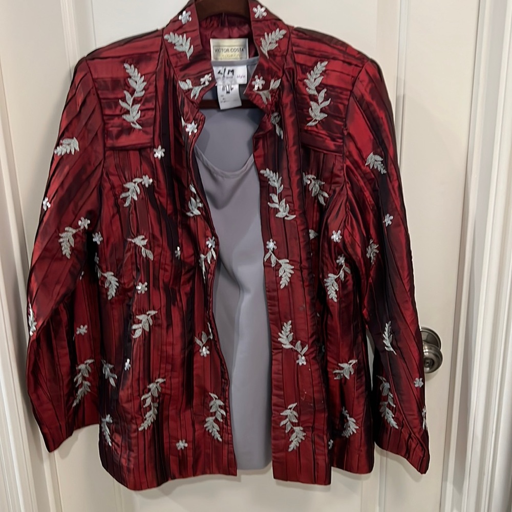 Victor costa pleated and embellished Jacket/shell